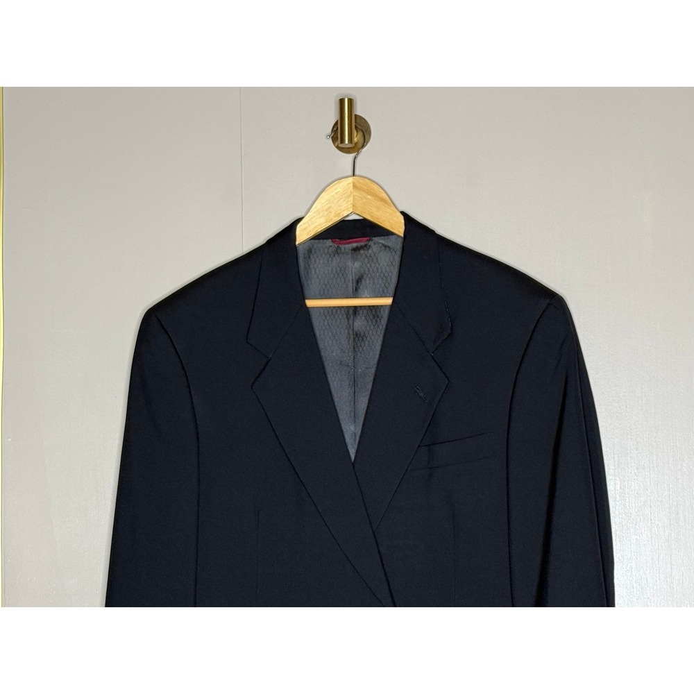 Micron 2000 Fine Australian Wool Hart Schaffner Marx Navy Blazer Mens 44R - Picture 3 of 9